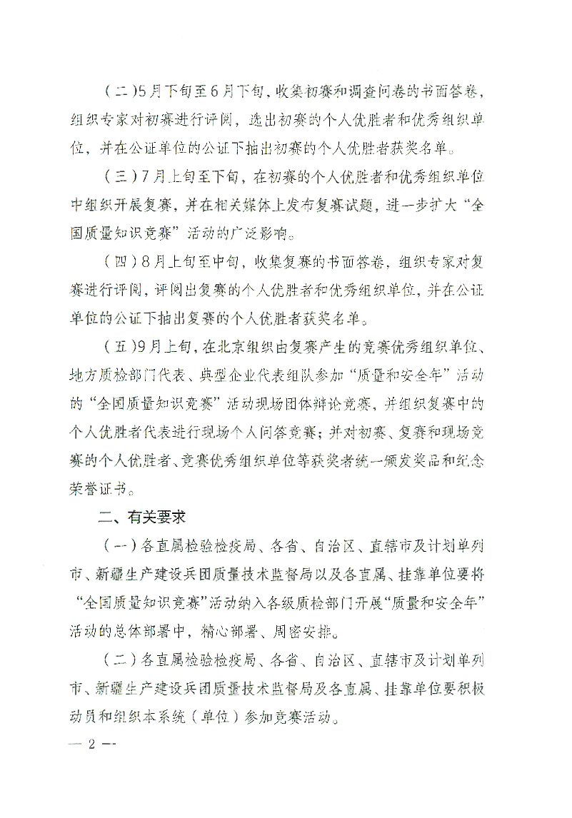 國家質(zhì)檢總局辦公廳《關(guān)于舉辦&ldquo;全國質(zhì)量知識競賽&rdquo;活動(dòng)的通知》