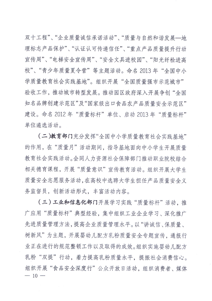 國(guó)家質(zhì)量監(jiān)督檢驗(yàn)檢疫總局、中共中央宣傳部等單位《關(guān)于開展2013年全國(guó)&ldquo;質(zhì)量月&rdquo;活動(dòng)的通知》