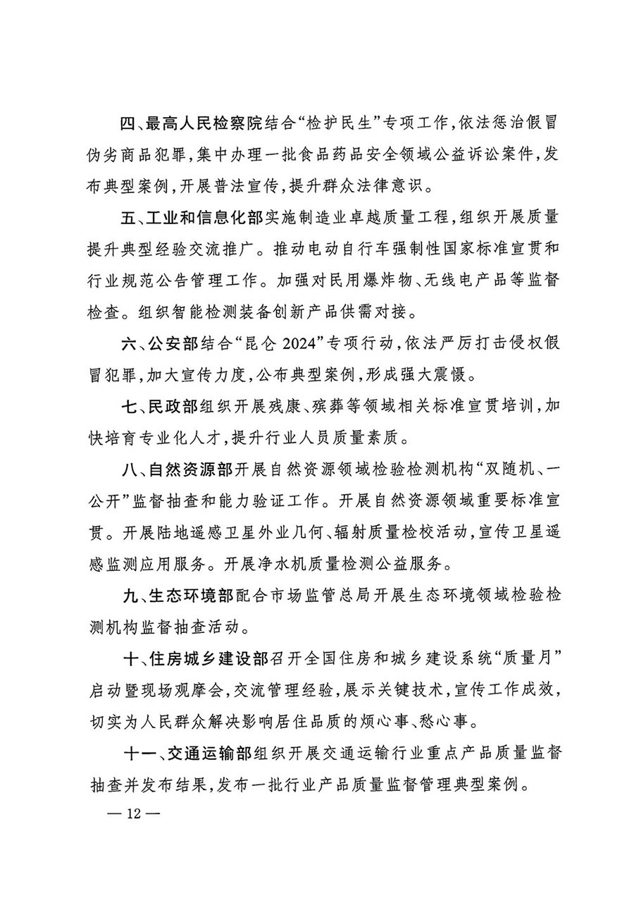 市場(chǎng)監(jiān)管總局等27個(gè)部門(mén)發(fā)布《關(guān)于開(kāi)展2024年全國(guó)&ldquo;質(zhì)量月&rdquo;活動(dòng)的通知》國(guó)市監(jiān)質(zhì)發(fā)〔2024〕74號(hào)